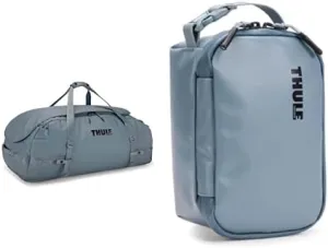 Thule Chasm 40L Duffel Bag in Pond Gray with 3L Gear Cube Storage Organizer Bundle