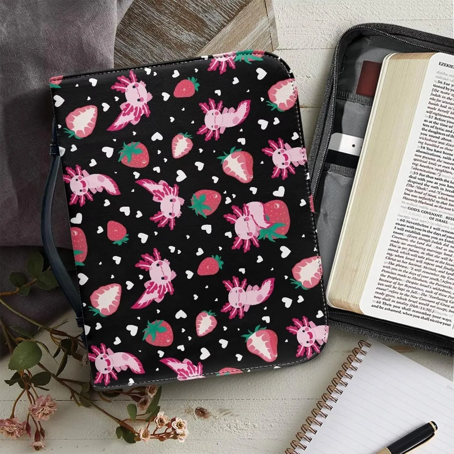 TODIYADDU Bible Cover Personalized Customizable PU Bible Protector Book Cover Bible Tote Bag