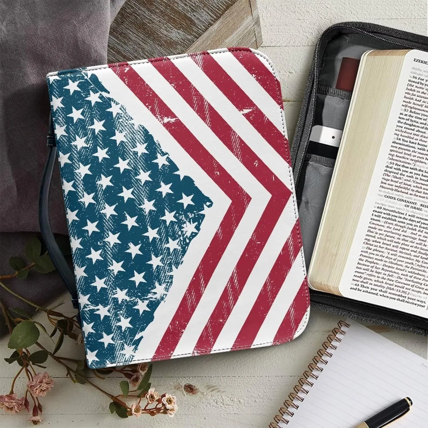 TODIYADDU Bible Cover Personalized Customizable PU Bible Protector Book Cover Bible Tote Bag