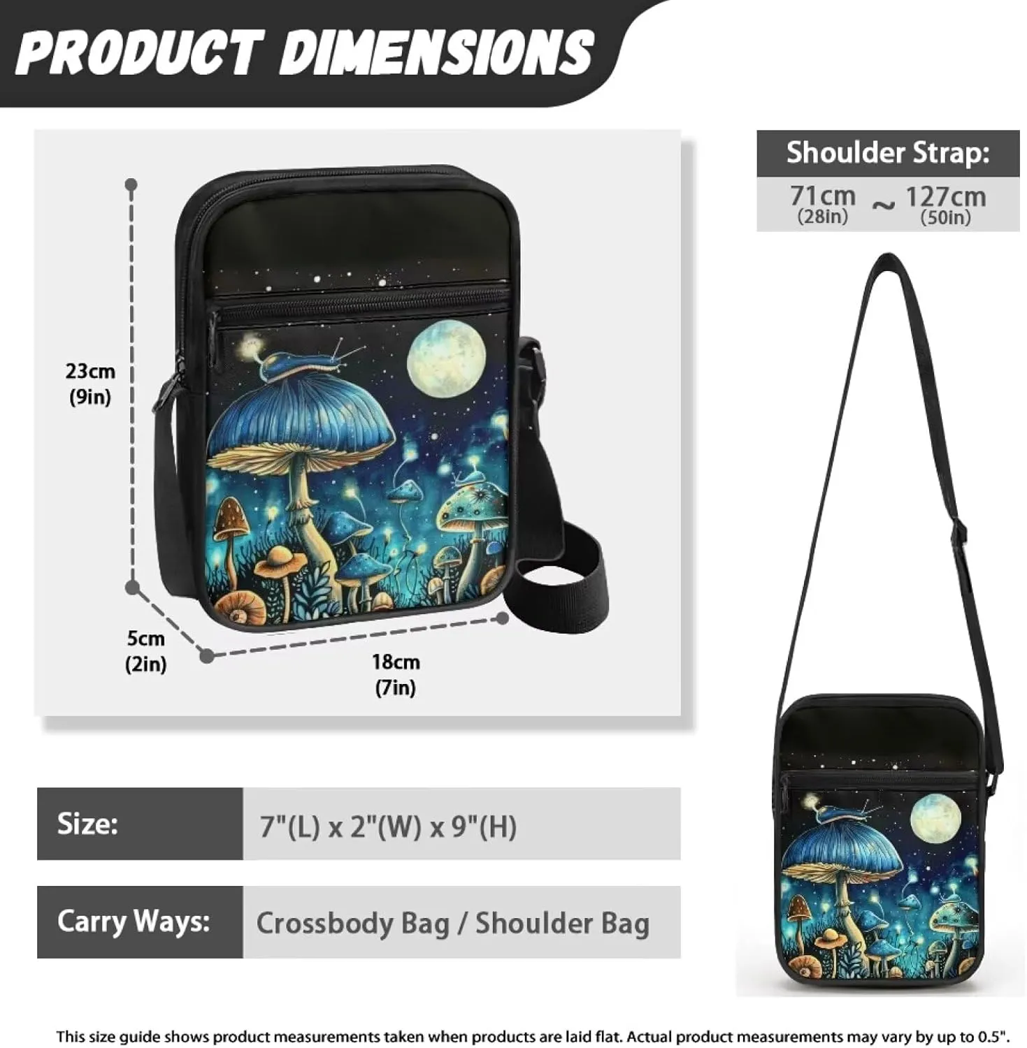 TODIYADDU Trendy Messenger Bag for Women Men Mini Shoulder Bag with Front Pocket Sling Purse Chest Bag for Small Items Gifts