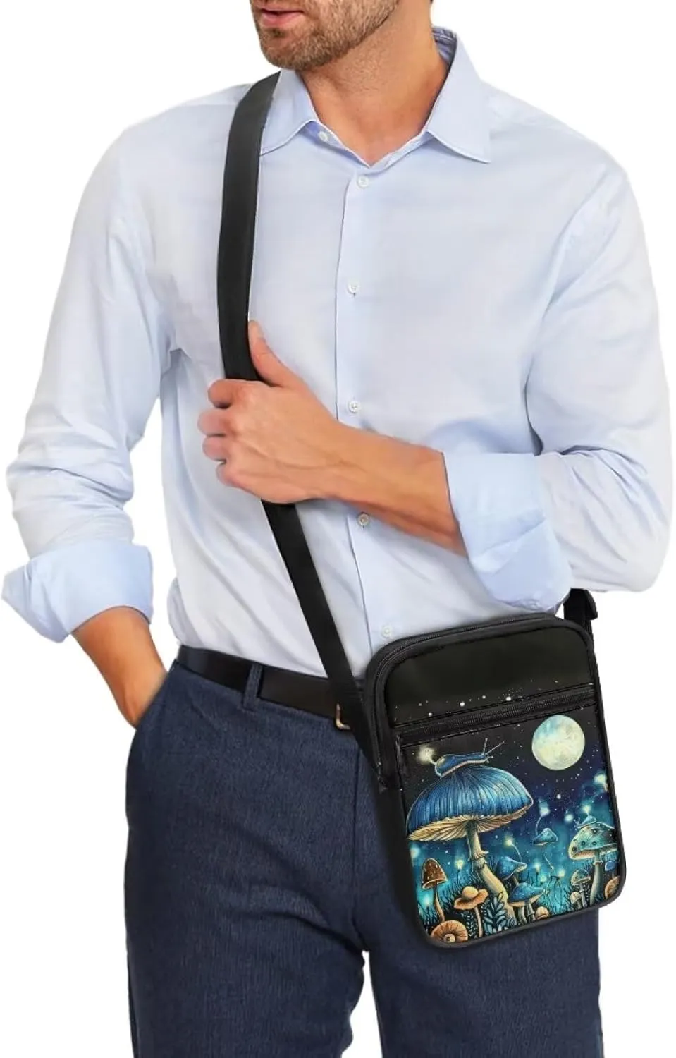 TODIYADDU Trendy Messenger Bag for Women Men Mini Shoulder Bag with Front Pocket Sling Purse Chest Bag for Small Items Gifts
