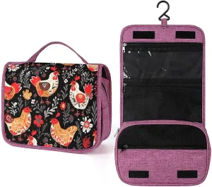 Toiletry Bags, Cute Rooster Chickens Print Toiletry Bags,travel Makeup Bag with Hanging Hook Suitable for Toiletries,travel Essentials