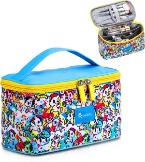 Tokidoki Unicorno Makeup Bag, Portable Cosmetic Bag, Large Capacity Travel Makeup Case Organizer, Toiletry Bag for Women Traveling with Handle (Colorful)