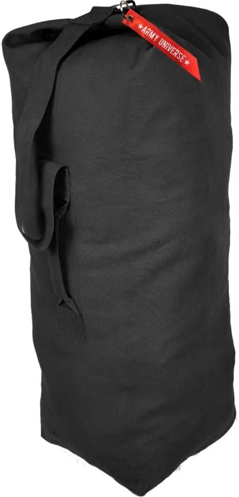 Top Load Heavyweight Cotton Canvas Tactical Military Duffle Bag Carryall Shoulder Storage Bulk Travel Bag, Black - 14" x 14" x 41"