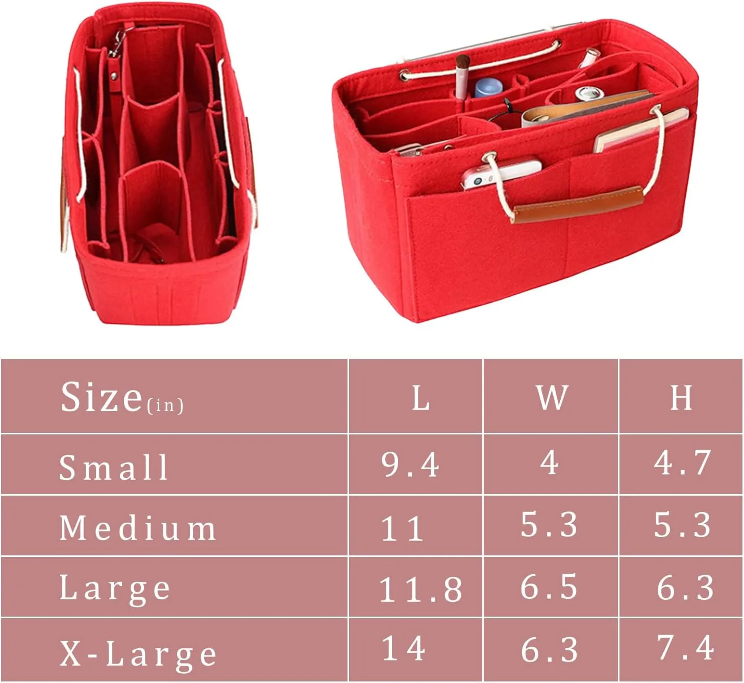 Tote Organizer Insert, Purse Insert for Handbags, Tote Bag Organizer with 11 Pockets, Suitable for Neverful for Speedy for Carryall for Birkin and More (Black, S)