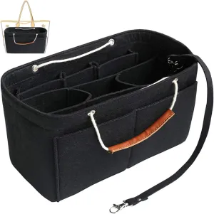 Tote Organizer Insert, Purse Insert for Handbags, Tote Bag Organizer with 11 Pockets, Suitable for Neverful for Speedy for Carryall for Birkin and More (Black, S)