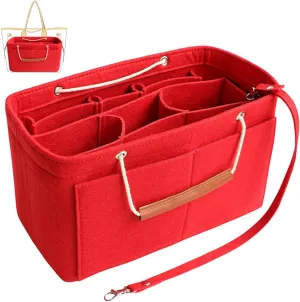 Tote Organizer Insert, Purse Insert for Handbags, Tote Bag Organizer with 11 Pockets, Suitable for Neverful for Speedy for Carryall for Birkin and More (Red, M)