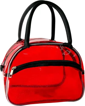 TotePrint 1 Pcs Clear Pink Glitter Jelly Toiletry Bag Waterproof Travel Toiletry Bag with Zipper and Handle Cosmetic Bag