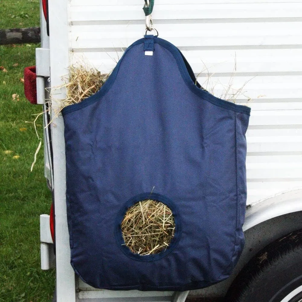 Tough Tote Hay Bag for Horses | Color Navy | Minimizes Waste and Spillage | Exceptional Durability | Easy Load Design | Customizable for Awards | Holds 2 Large Hay Flakes