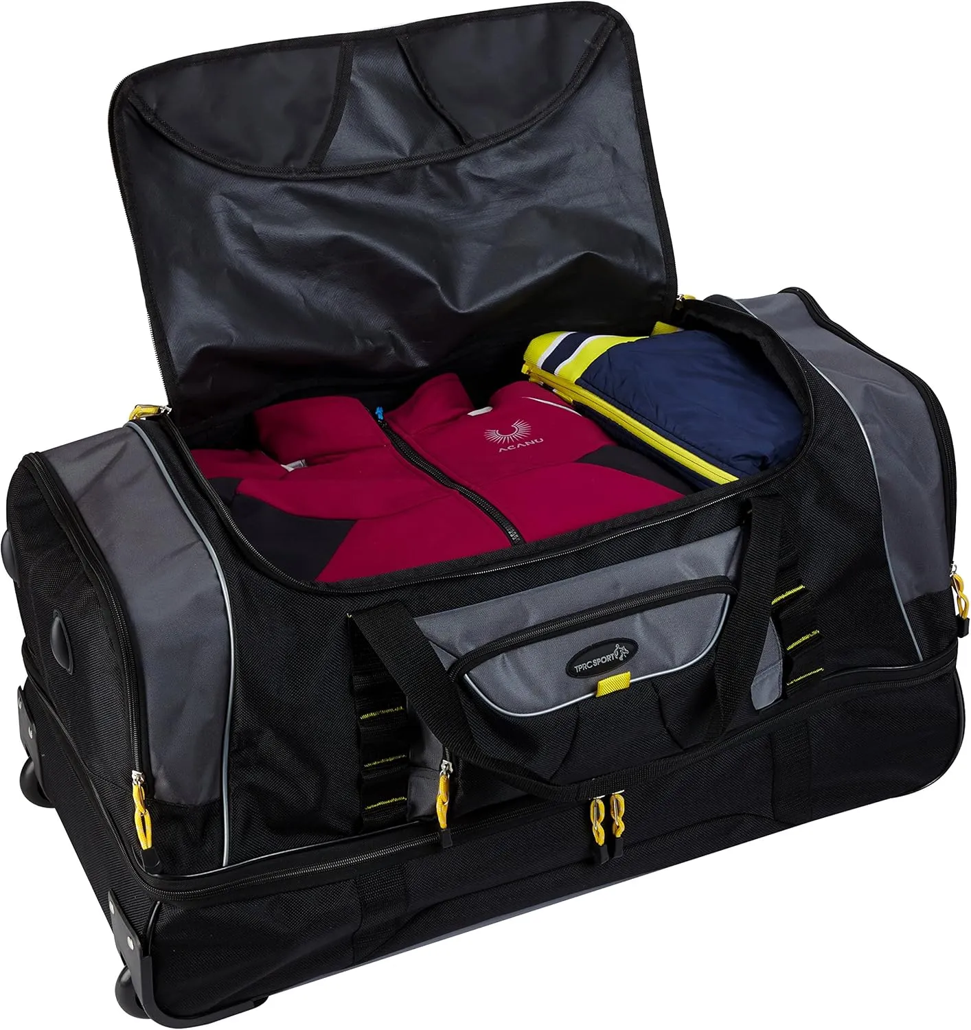 TPRC Sierra Madre II Upright Rolling Duffel Bag, Black/Gray, 36-Inch