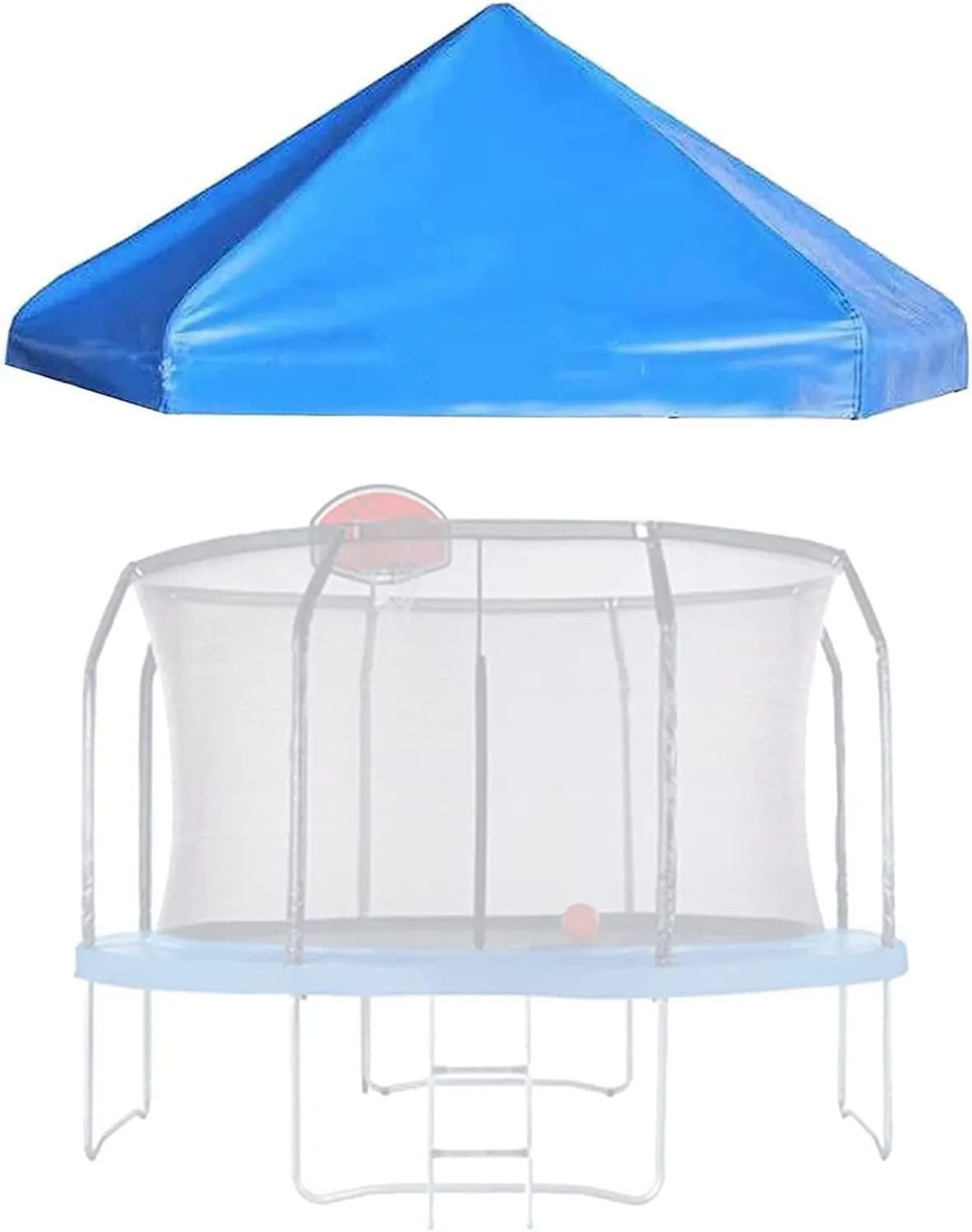 Trampoline Canopy, 6/8/10/12/14/16FT Trampoline Sun Shade Cover with Supporting Frame, Outdoor Fitness Backyard Trampoline Tent Sunshade Cover, for Sunshine and Rain Snow,Blue,12FT
