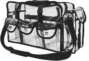 Transparent Cosmetic Bag PVC Large Capacity Makeup Bag Waterproof Beach Bag Portable Clear Travel Organizer with 6 External Pockets (Black) clear makeup bag