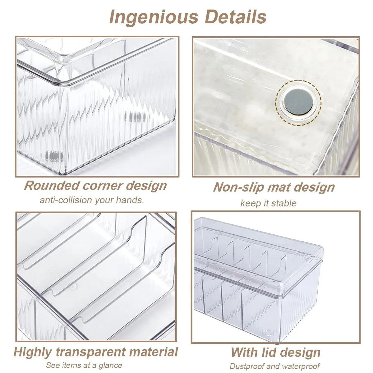 Transparent Dustproof Cosmetic Storage Box with Lid Makeup Organizer Case