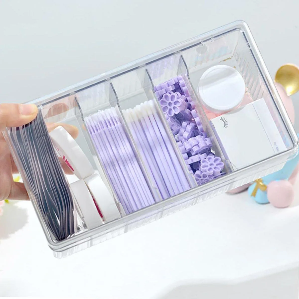 Transparent Dustproof Cosmetic Storage Box with Lid Makeup Organizer Case