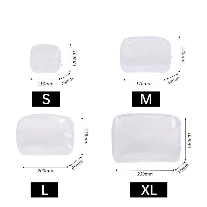 Transparent PVC Cosmetic Bag Waterproof Lightweight Travel Organizer  4Sizes
