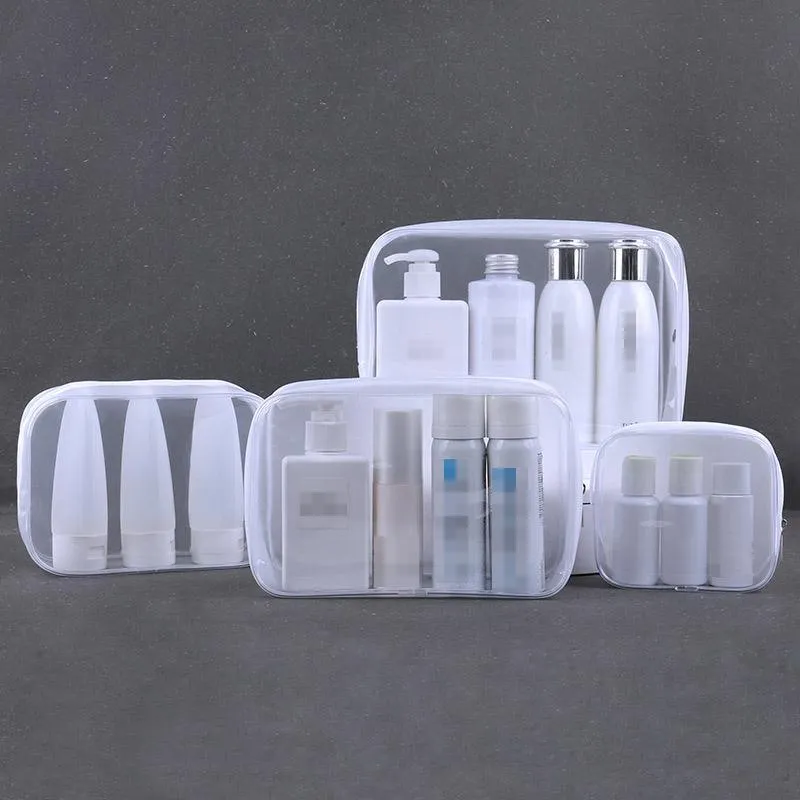 Transparent PVC Cosmetic Bag Waterproof Lightweight Travel Organizer  4Sizes