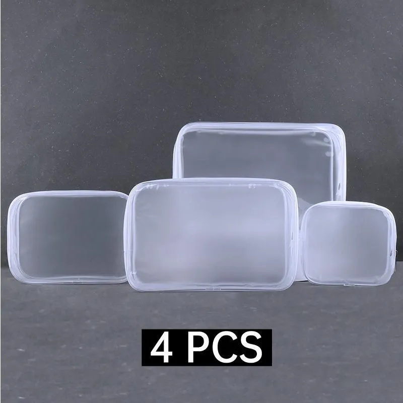 Transparent PVC Cosmetic Bag Waterproof Lightweight Travel Organizer  4Sizes