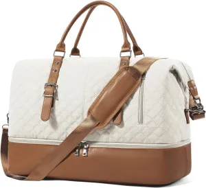 Travel Bag For Men, Gym Bag With Wet Pocket And Shoe Compartment, Weekender Overnight Bag,Carry On Bag Suitable For Traveling, Business Trip, Outdoor(Beige)