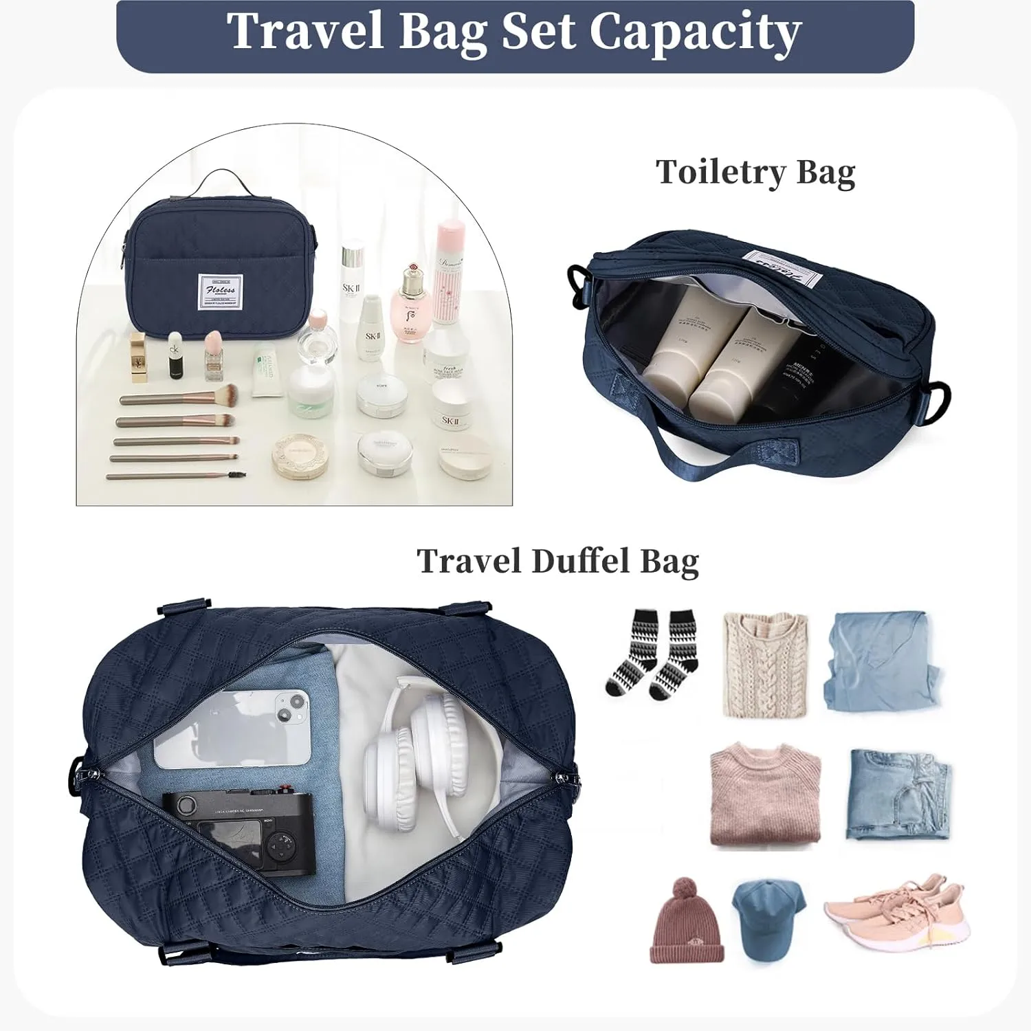 Travel Bag for Women, Overnight Duffel Weekender Bag with Toiletry Bag,Gym Bag with Wet Pocket,Personal Item Carry On Bag