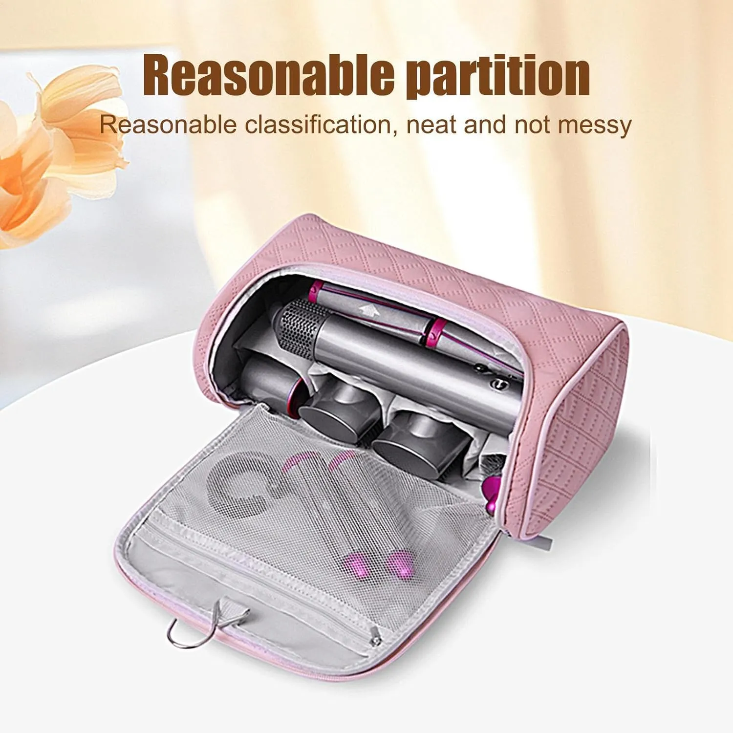 Travel Case, Carrying Bag, Hair Dryer Travelers Stylish Portable Sturdy Polyester Cotton, Top Handle Design Multi-Function Storage (Black), Makeup Cosmetic Bag For Daily Use, Event