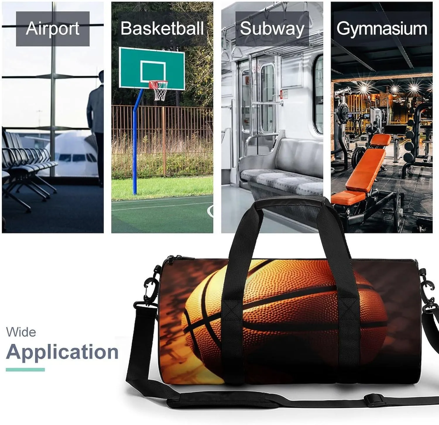 Travel Duffel Bag for Men And Women,Basketball Background Waterproof Sports Fitness Bag Portable Travel Duffel Bag