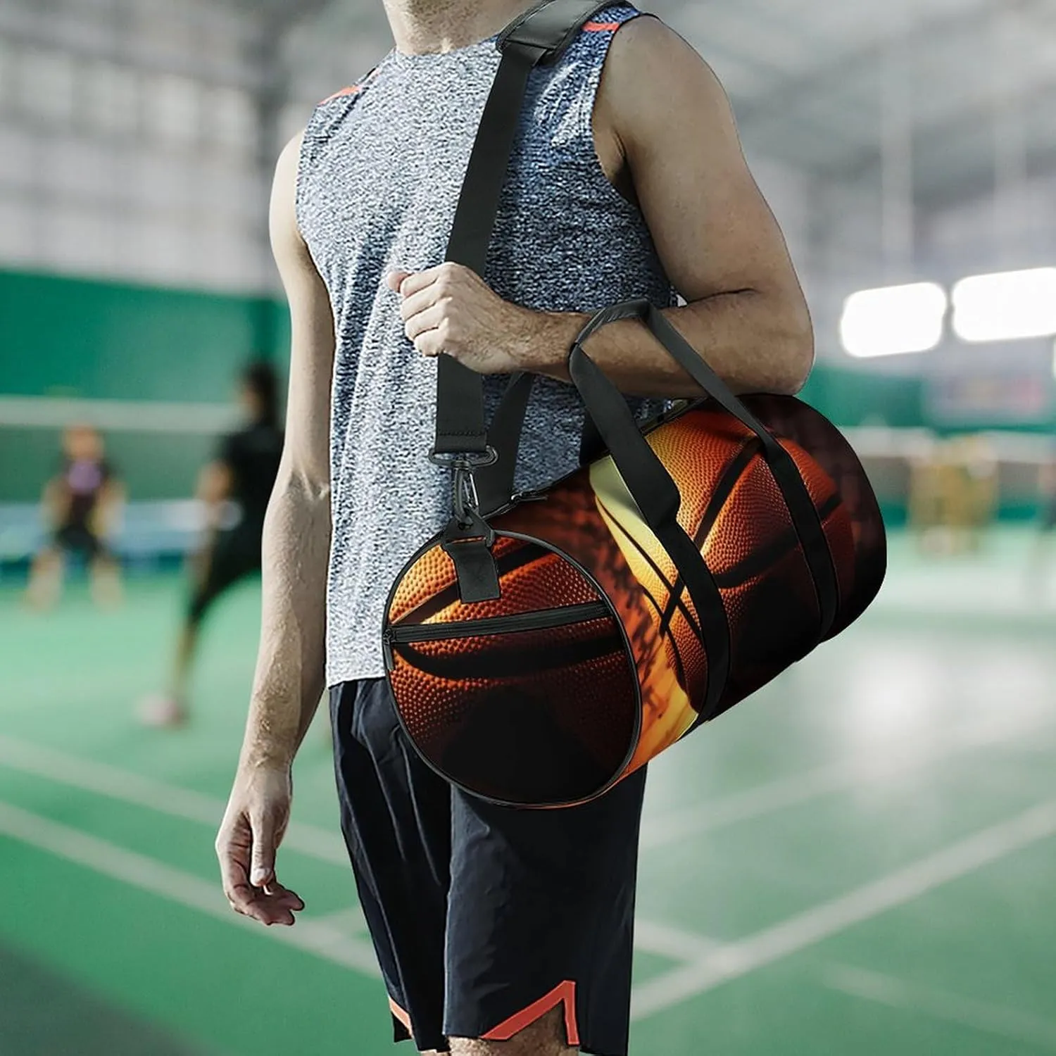 Travel Duffel Bag for Men And Women,Basketball Background Waterproof Sports Fitness Bag Portable Travel Duffel Bag