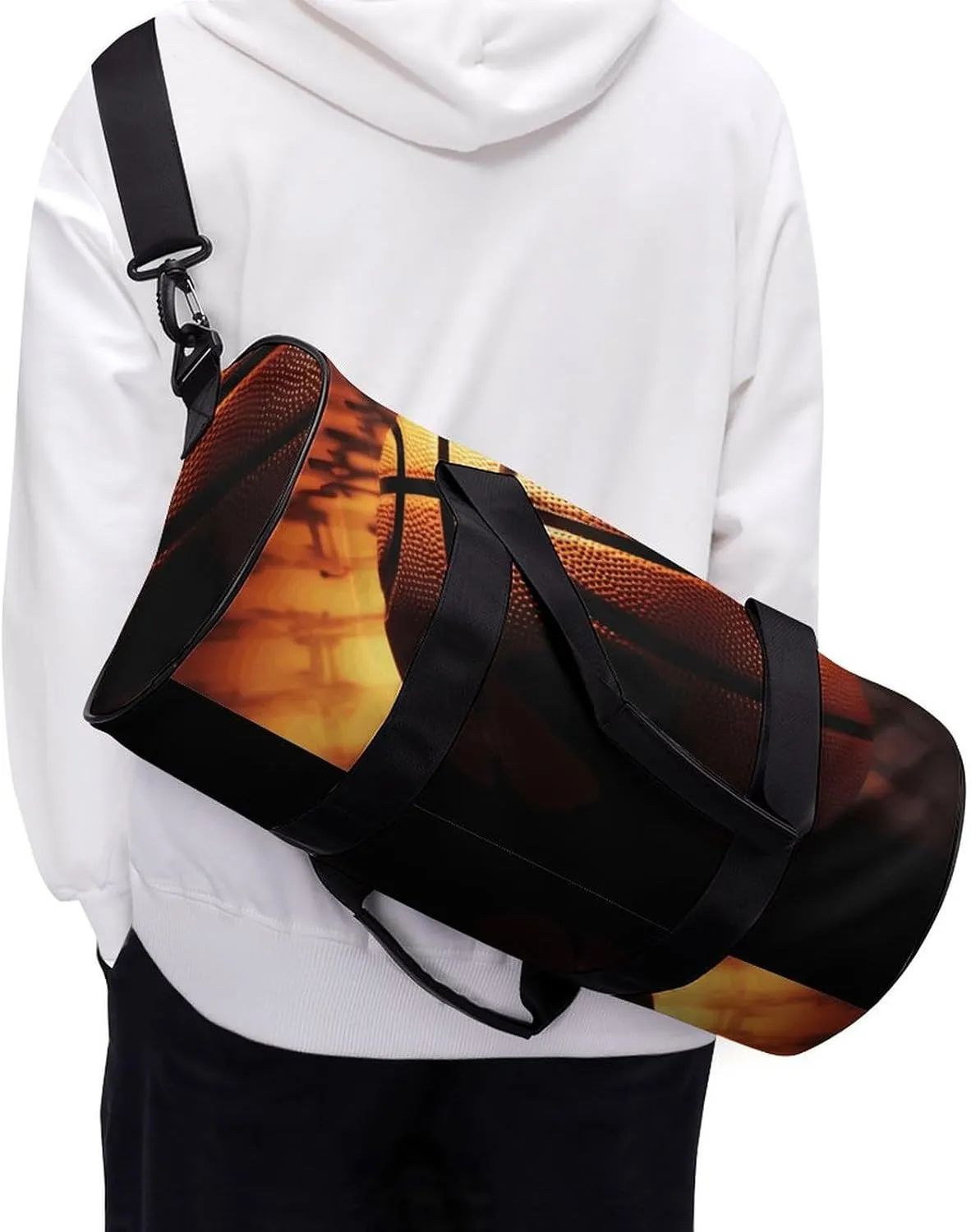 Travel Duffel Bag for Men And Women,Basketball Background Waterproof Sports Fitness Bag Portable Travel Duffel Bag