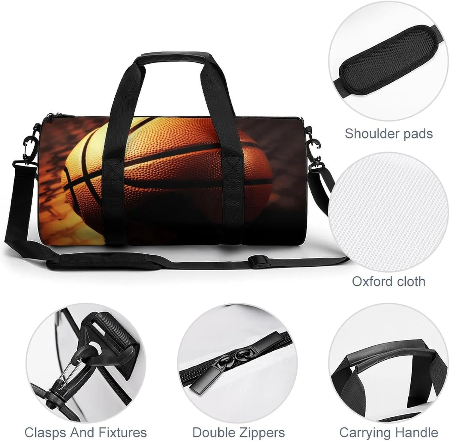 Travel Duffel Bag for Men And Women,Basketball Background Waterproof Sports Fitness Bag Portable Travel Duffel Bag
