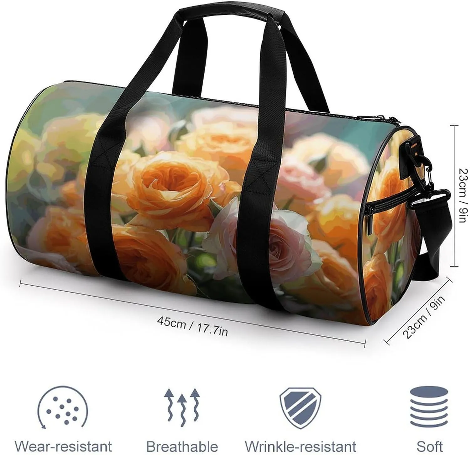 Travel Duffel Bag for Men And Women,Beautiful Rose Bouquet Waterproof Sports Fitness Bag Portable Travel Duffel Bag