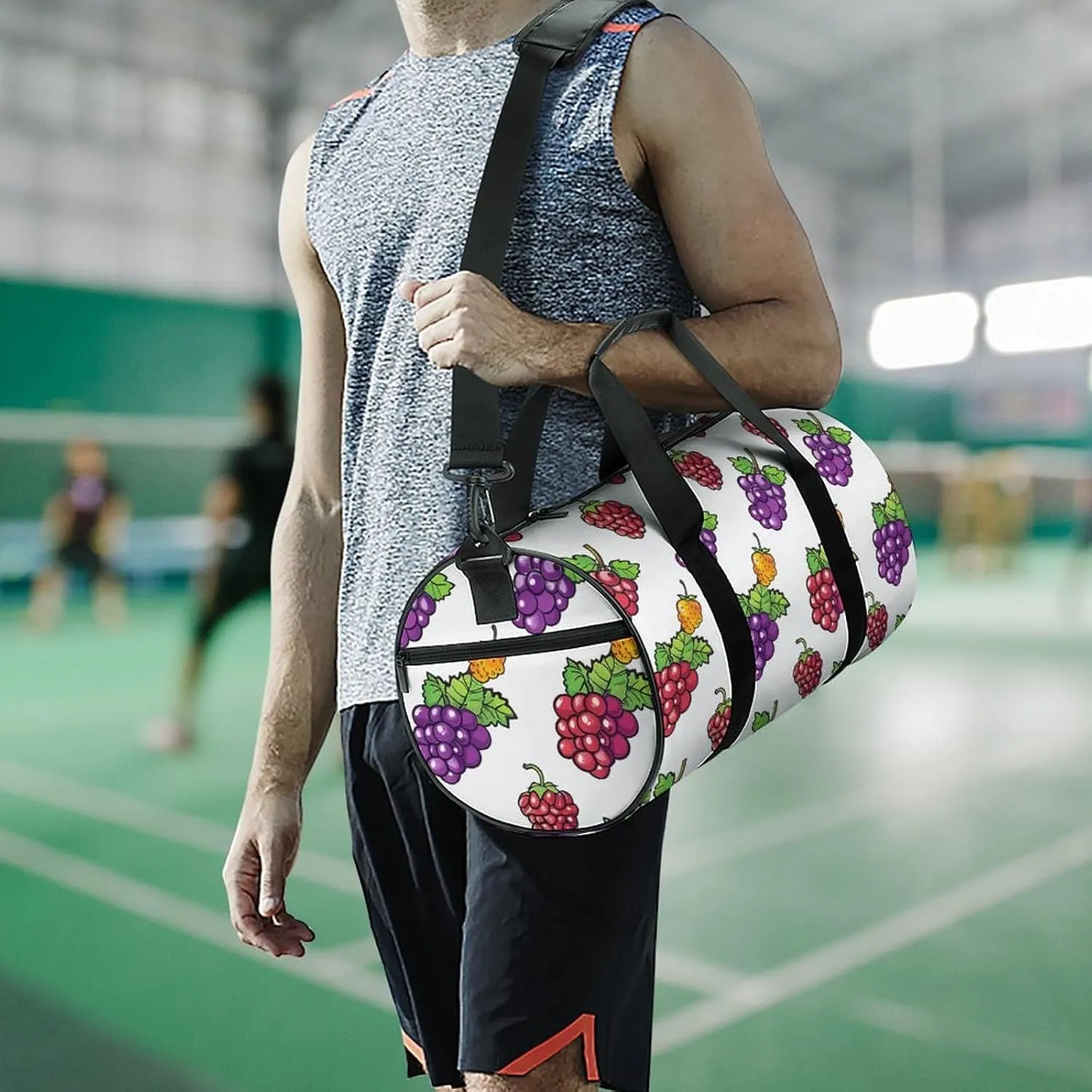 Travel Duffel Bag for Men And Women,Berries in Cartoon Style Waterproof Sports Fitness Bag Portable Travel Duffel Bag