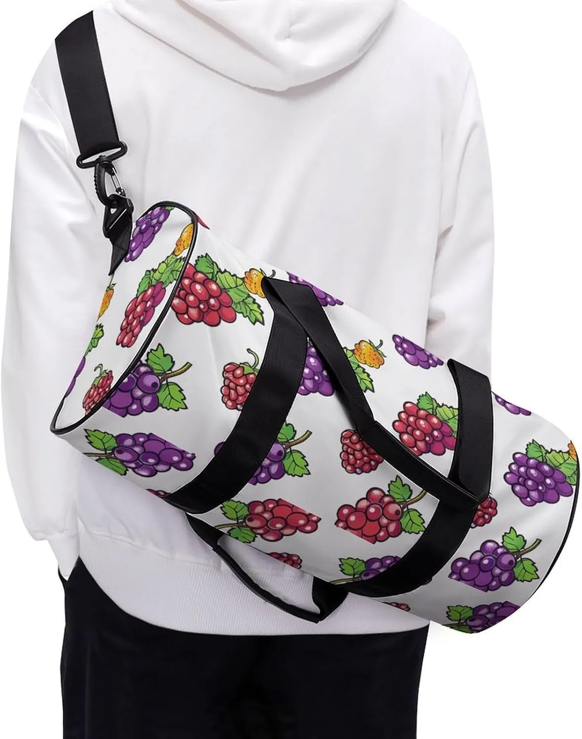 Travel Duffel Bag for Men And Women,Berries in Cartoon Style Waterproof Sports Fitness Bag Portable Travel Duffel Bag