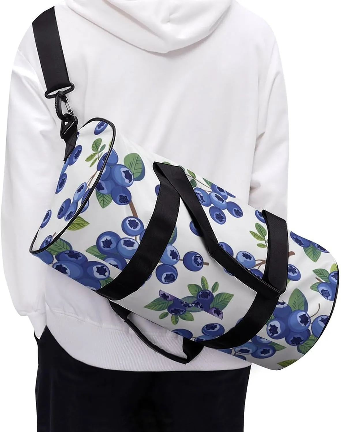 Travel Duffel Bag for Men And Women,Blueberries with Leaves Waterproof Sports Fitness Bag Portable Travel Duffel Bag