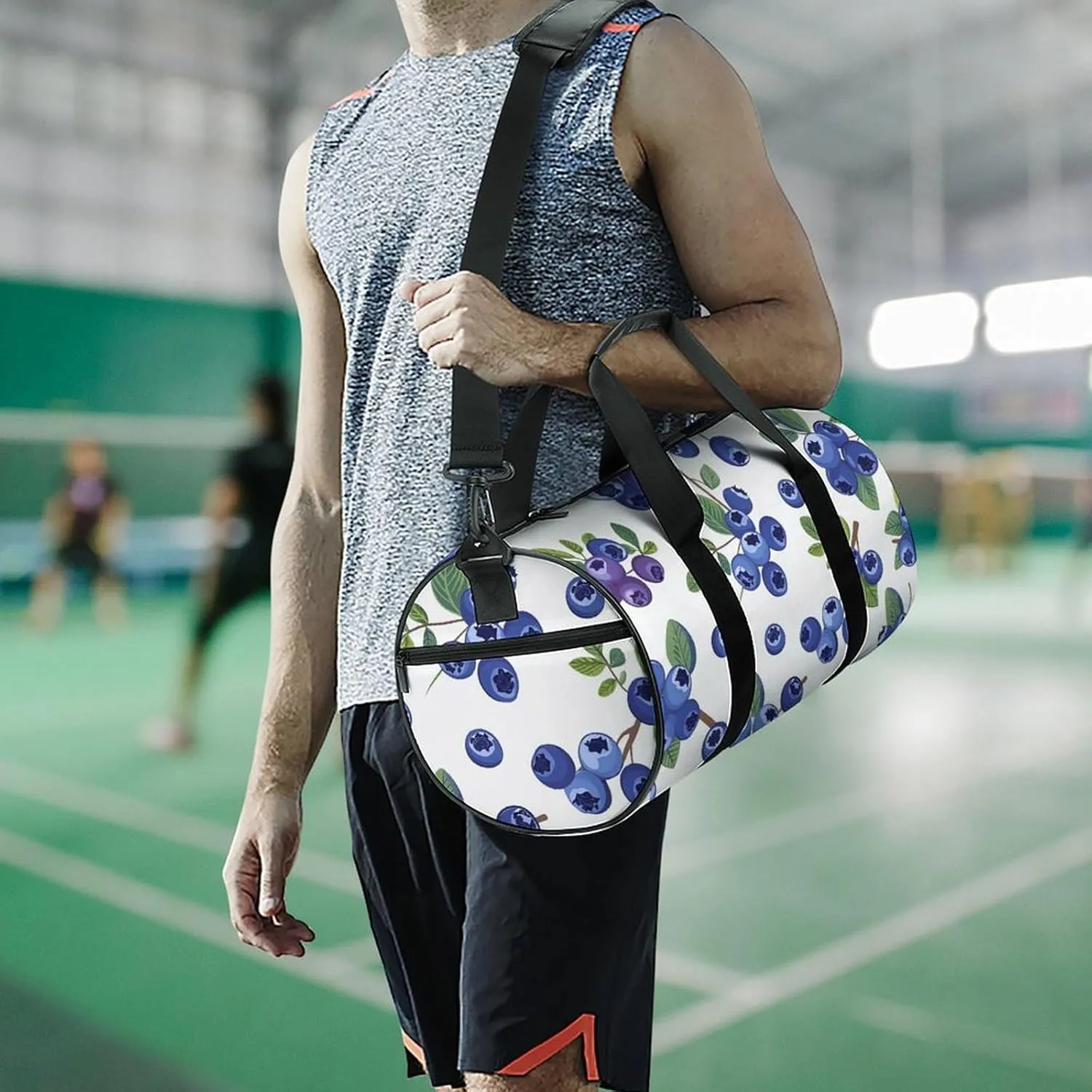 Travel Duffel Bag for Men And Women,Blueberries with Leaves Waterproof Sports Fitness Bag Portable Travel Duffel Bag