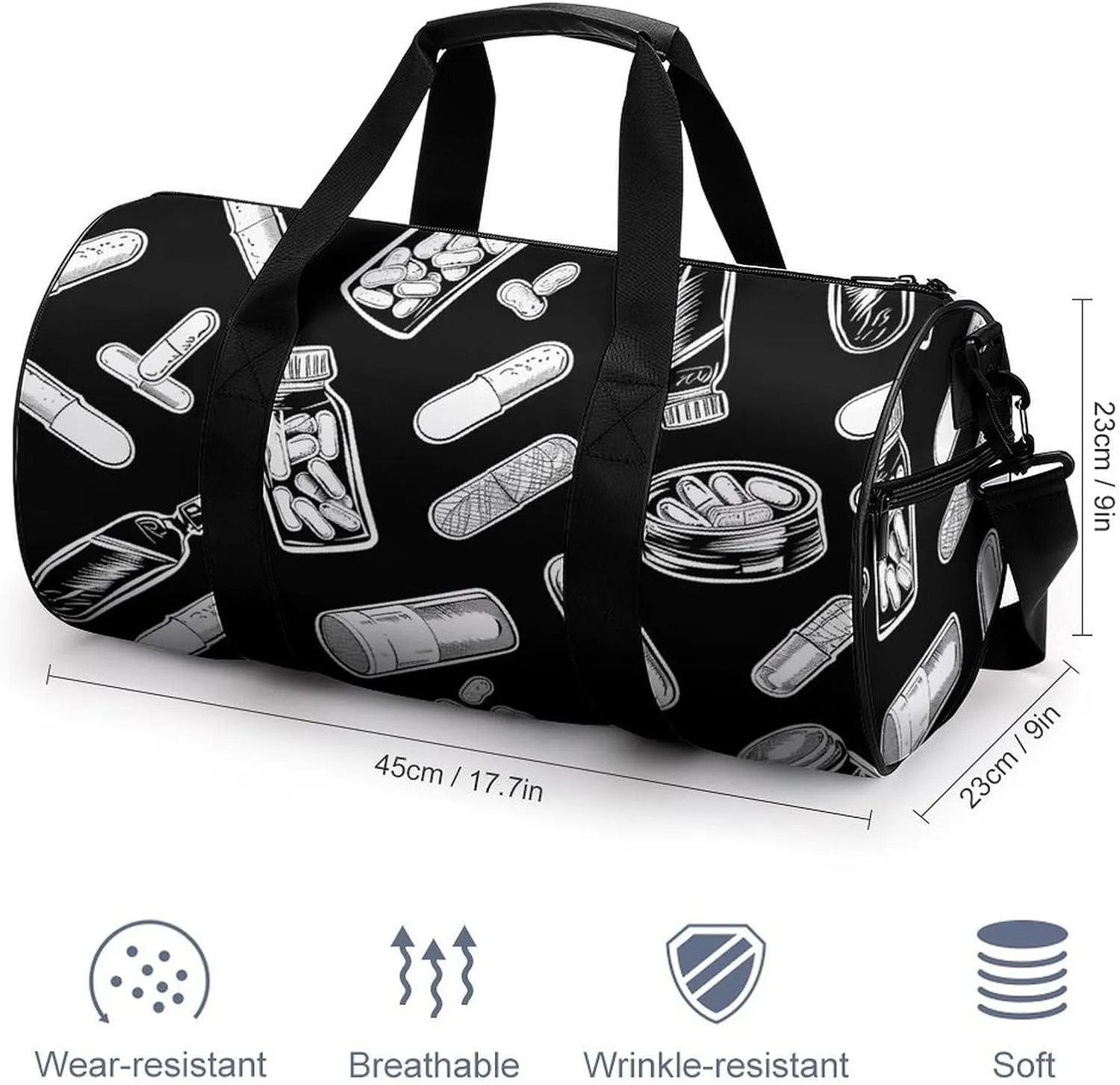 Travel Duffel Bag for Men And Women,Bottles And Plaster Waterproof Sports Fitness Bag Portable Travel Duffel Bag