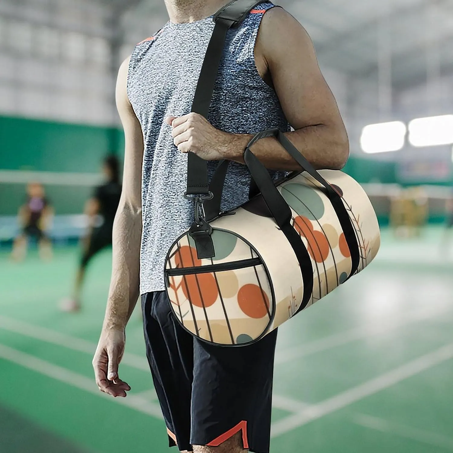 Travel Duffel Bag for Men And Women,Circular Style Pattern Waterproof Sports Fitness Bag Portable Travel Duffel Bag
