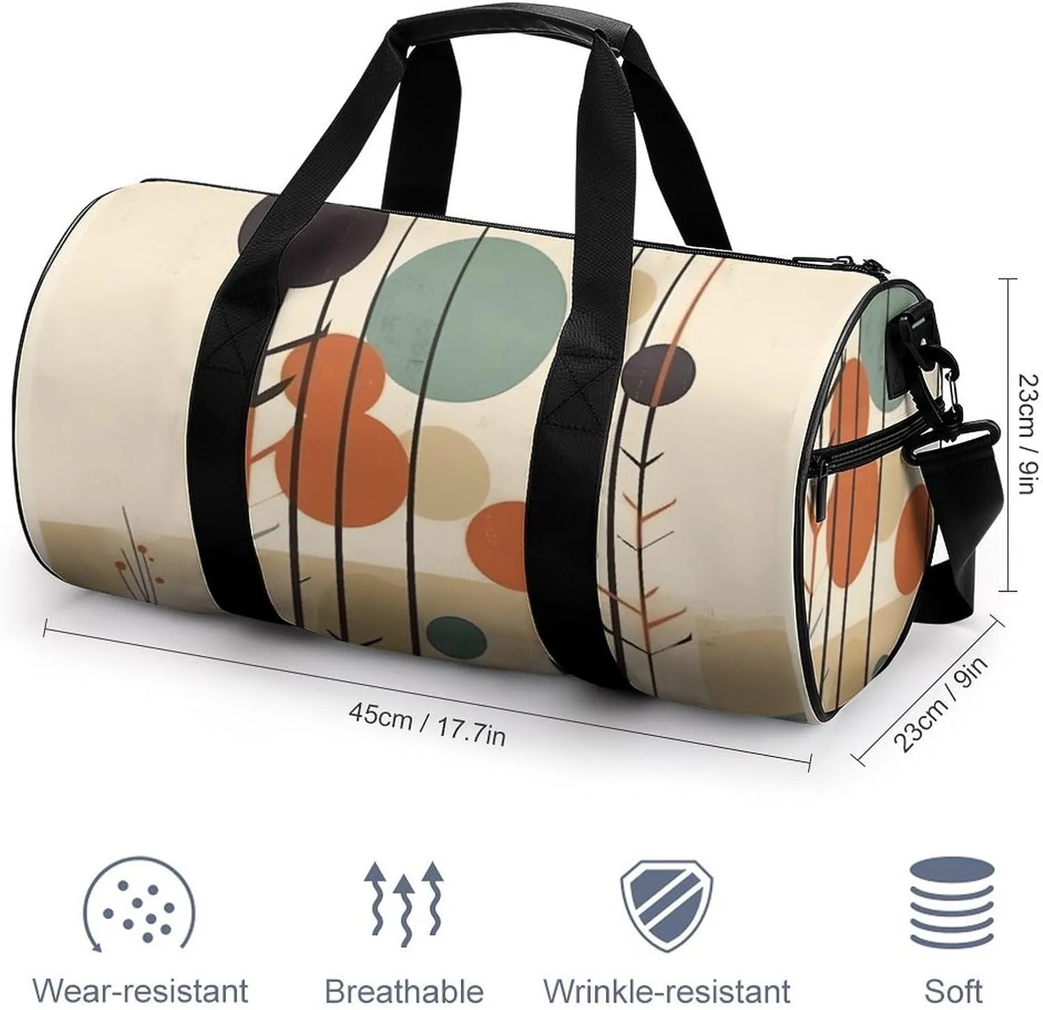 Travel Duffel Bag for Men And Women,Circular Style Pattern Waterproof Sports Fitness Bag Portable Travel Duffel Bag
