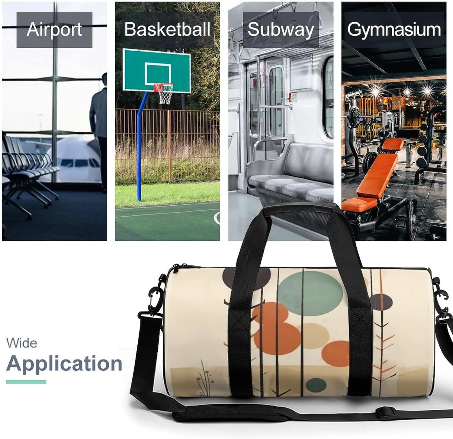 Travel Duffel Bag for Men And Women,Circular Style Pattern Waterproof Sports Fitness Bag Portable Travel Duffel Bag