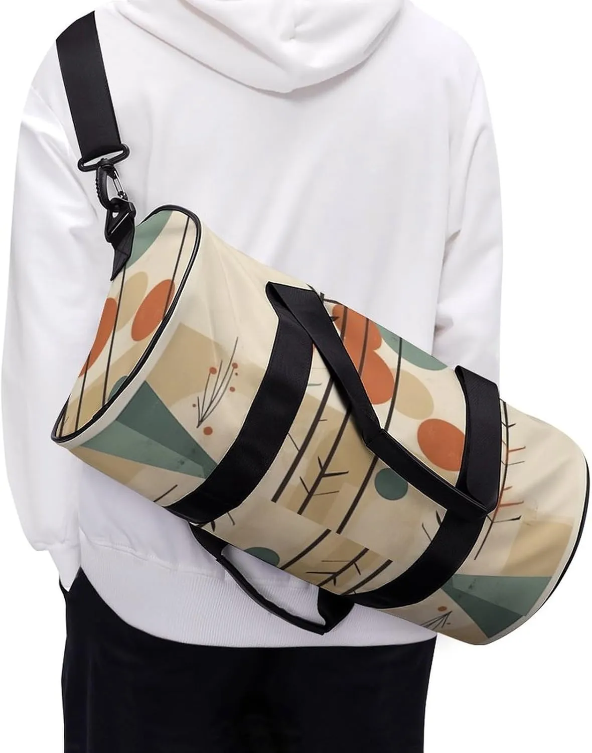 Travel Duffel Bag for Men And Women,Circular Style Pattern Waterproof Sports Fitness Bag Portable Travel Duffel Bag