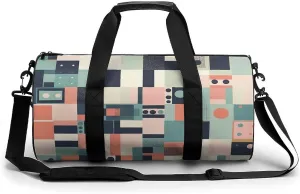 Travel Duffel Bag for Men And Women,Colorful Square Shapes Waterproof Sports Fitness Bag Portable Travel Duffel Bag