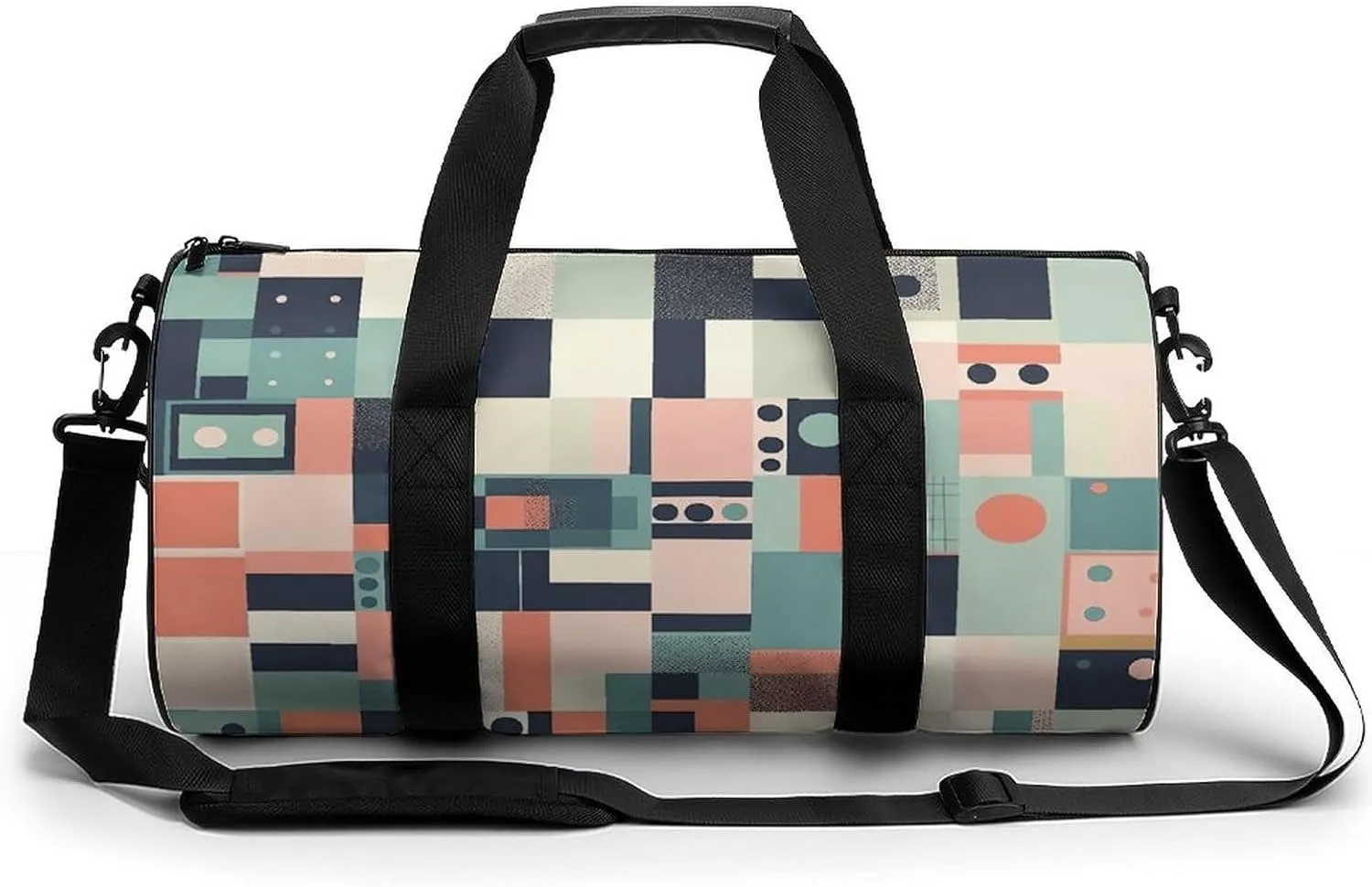 Travel Duffel Bag for Men And Women,Colorful Square Shapes Waterproof Sports Fitness Bag Portable Travel Duffel Bag