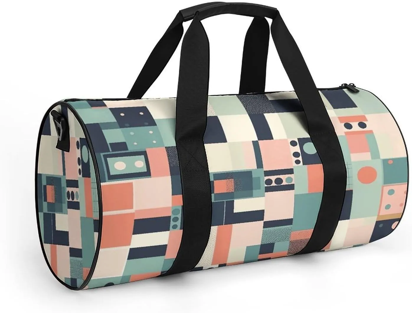 Travel Duffel Bag for Men And Women,Colorful Square Shapes Waterproof Sports Fitness Bag Portable Travel Duffel Bag