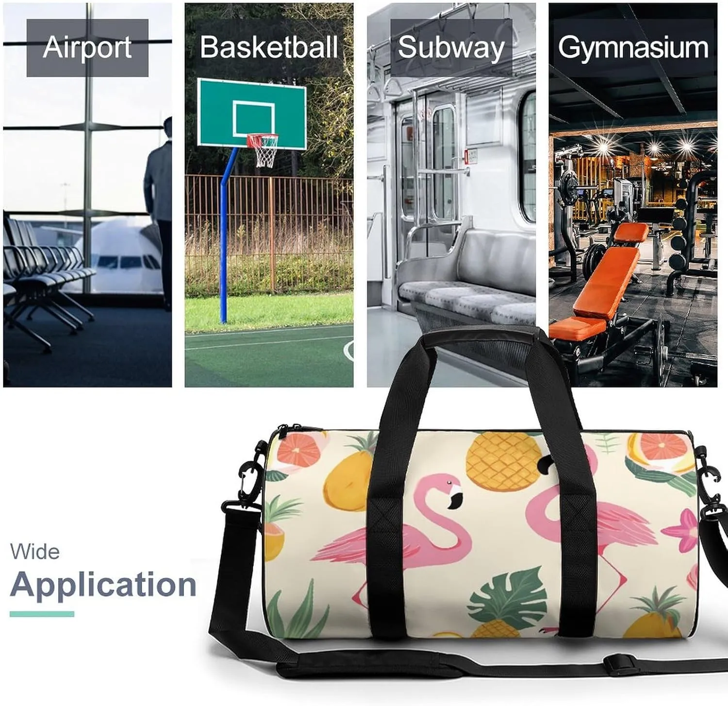 Travel Duffel Bag for Men And Women,Flamingos And Pineapples Waterproof Sports Fitness Bag Portable Travel Duffel Bag