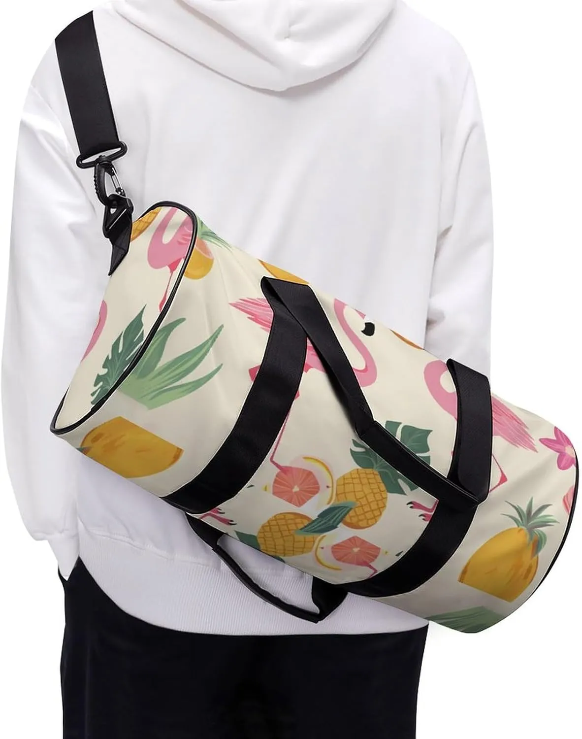 Travel Duffel Bag for Men And Women,Flamingos And Pineapples Waterproof Sports Fitness Bag Portable Travel Duffel Bag