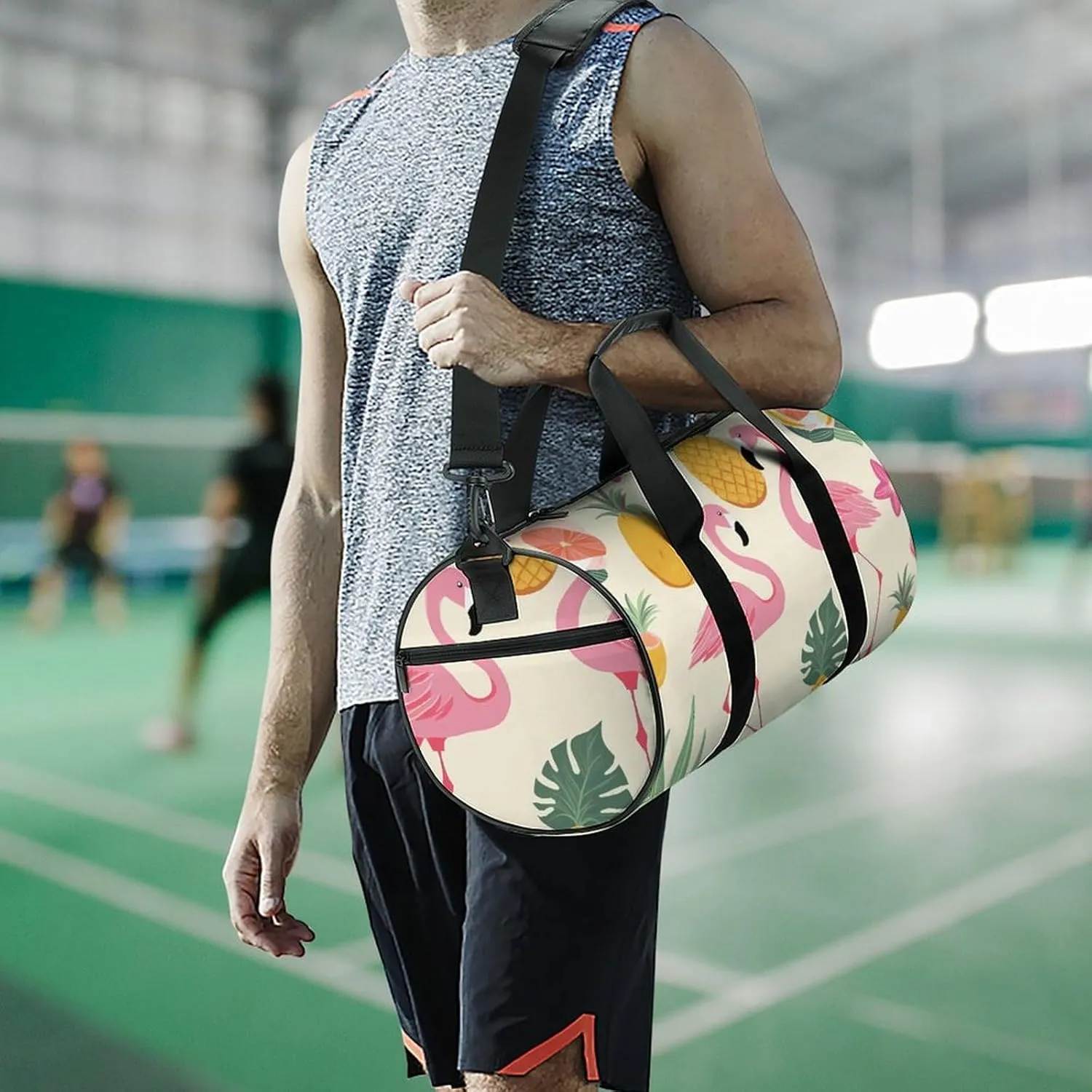 Travel Duffel Bag for Men And Women,Flamingos And Pineapples Waterproof Sports Fitness Bag Portable Travel Duffel Bag