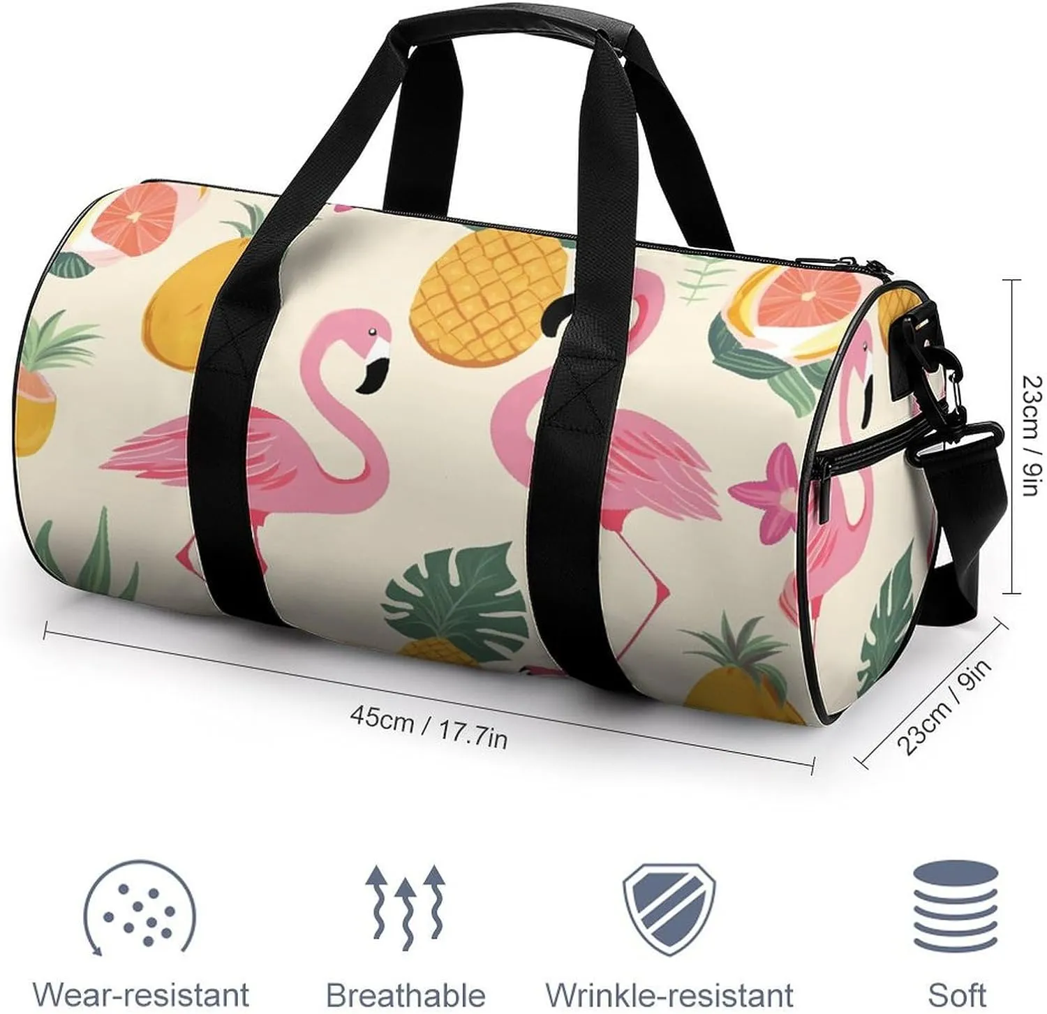 Travel Duffel Bag for Men And Women,Flamingos And Pineapples Waterproof Sports Fitness Bag Portable Travel Duffel Bag