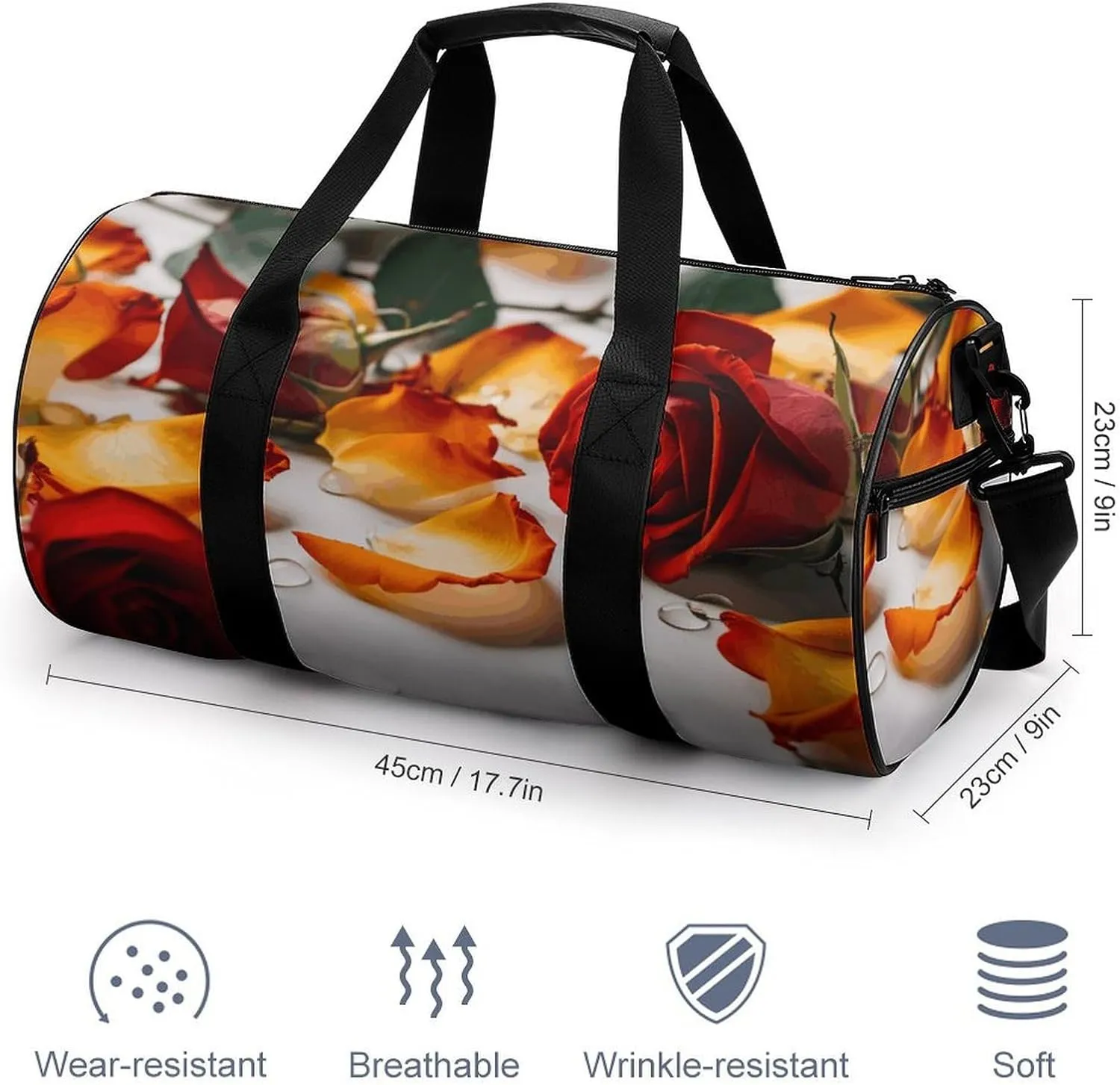 Travel Duffel Bag for Men And Women,Flowers And Petals Waterproof Sports Fitness Bag Portable Travel Duffel Bag