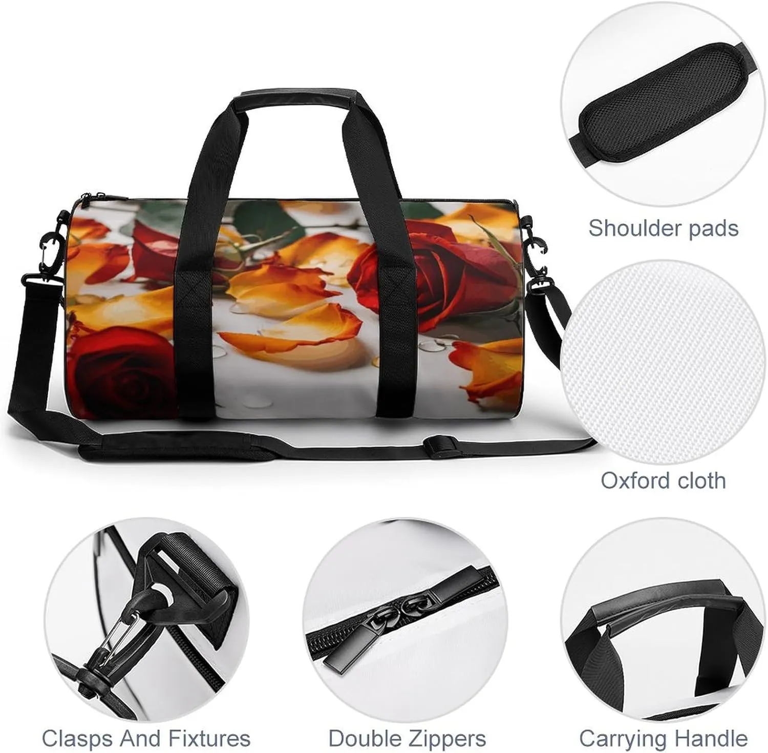 Travel Duffel Bag for Men And Women,Flowers And Petals Waterproof Sports Fitness Bag Portable Travel Duffel Bag