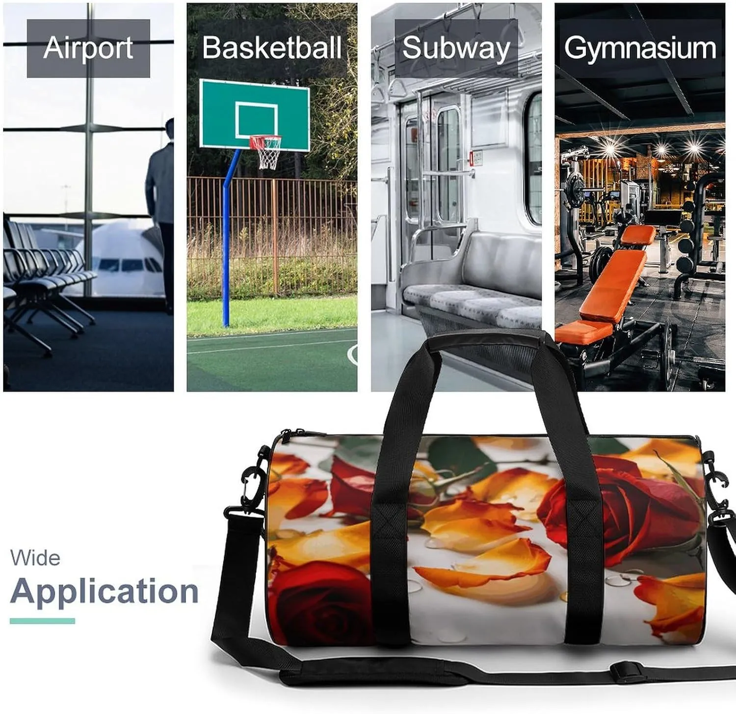 Travel Duffel Bag for Men And Women,Flowers And Petals Waterproof Sports Fitness Bag Portable Travel Duffel Bag