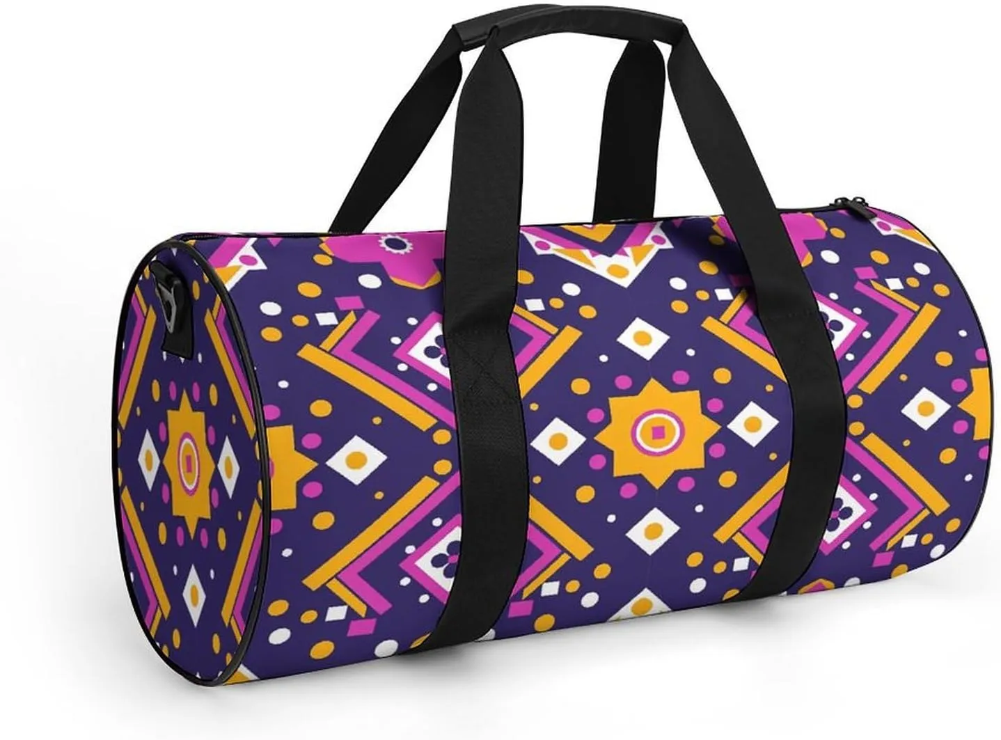 Travel Duffel Bag for Men And Women,Folk Art Patterns Waterproof Sports Fitness Bag Portable Travel Duffel Bag, 17.7in/9in/9in