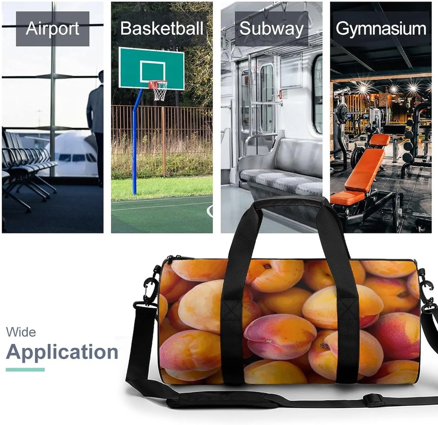 Travel Duffel Bag for Men And Women,Fresh Juicy Apricots Waterproof Sports Fitness Bag Portable Travel Duffel Bag